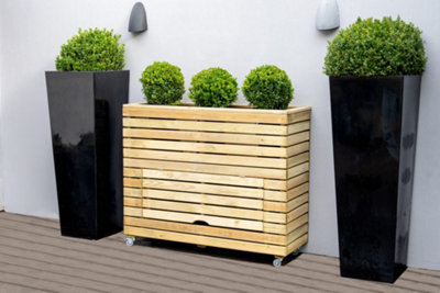 Forest Garden Linear Tall Wooden Garden Planter With Storage And Wheels 1.2M from B&Q
