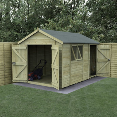 Forest Garden Timberdale 12X8 Apex Shed - Double Door, Combo