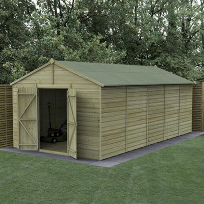 Forest Garden 10X20 Apex Beckwood Shed 25Yr Guarantee Shiplap Pressure Treated - No Windows - Double Door-31198 