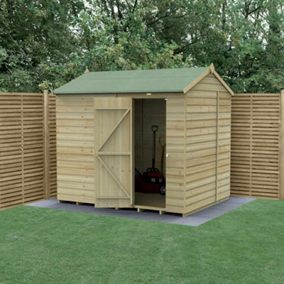 B&Q -  8X6 Reverse Apex Shed Beckwood 25Yr Guarantee Shiplap Pressure Treated No Windows