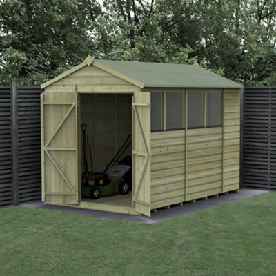 B&Q -  6X10 Apex Beckwood Shed 25Yr Guarantee Shiplap Pressure Treated  4 WindowsDouble DoorWith Base