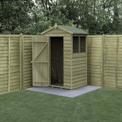B&Q -  4X3 4Life Apex Shed 25Yr Guarantee Overlap Pressure TreatedSingle Door2 WindowsWith Base