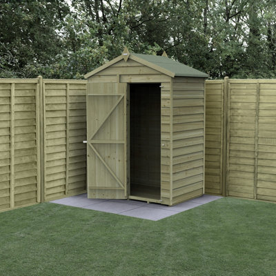 B&Q -  5X3 4Life Apex Shed 25Yr Guarantee Overlap Pressure TreatedSingle DoorNo WindowWith Base