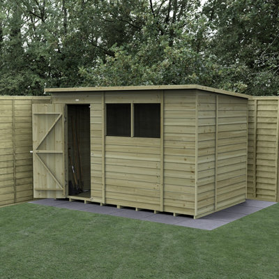 B&Q -  10X6 4Life Pent Shed 25Yr Guarantee Overlap Pressure Treated- Single Door2 WindowsWith Base