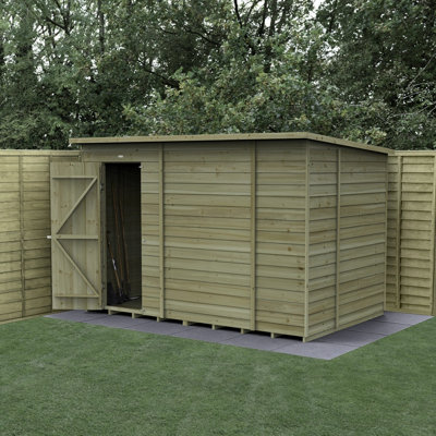 B&Q -  10X6 4Life Pent Shed 25Yr Guarantee Overlap Pressure TreatedSingle DoorNo WindowsWith Base