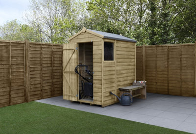 B&Q -  6X4 4Life Apex Shed 25Yr Guarantee Overlap Pressure TreatedSingle Door1 WindowBase Included