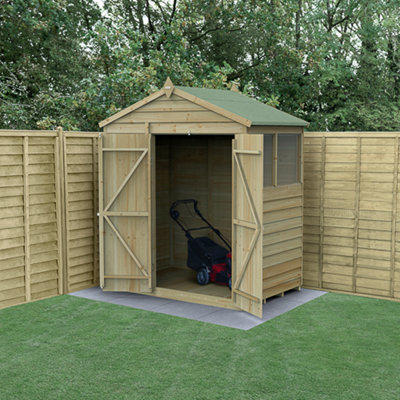 B&Q -  6X4 4Life Apex Shed 25Yr Guarantee Overlap Pressure TreatedDouble Door2 WindowsBase Included