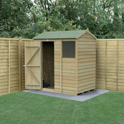 B&Q -  6X4  4Life Reverse Apex Shed 25Yr Guarantee Overlap Pressure Treated Single Door1 WindowBase Included