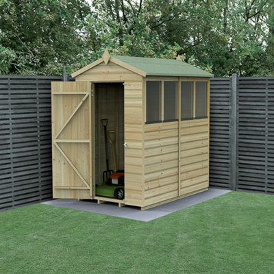 B&Q -  6X4 Apex Beckwood Shed 25Yr Guarantee Shiplap Pressure Treated4 WindowBase Included