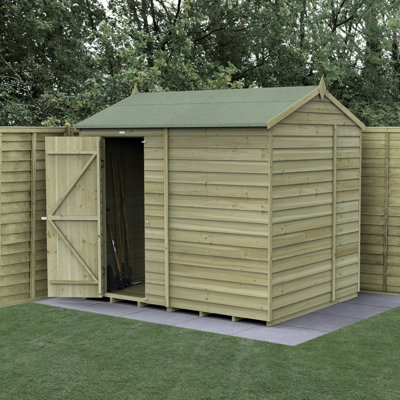 B&Q -  8X6 4Life Reverse Apex Shed 25Yr Guarantee Overlap Pressure Treated Single DoorNo WindowsBase Included