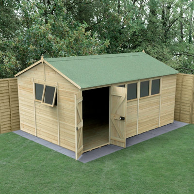 B&Q -  Timberdale 15X10 Reverse Apex ShedDouble Door6 Window1 Opening