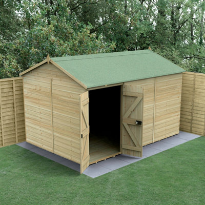 Forest Garden Timberdale 12X8 Reverse Apex ShedDouble DoorNo Windows from B&Q
