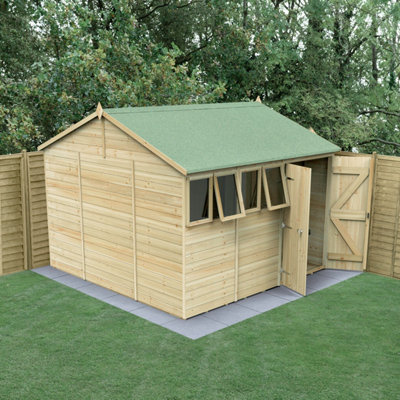 B&Q -  Timberdale 10X10 Reverse Apex ShedDouble Door4 Window2 OpeningWith Base