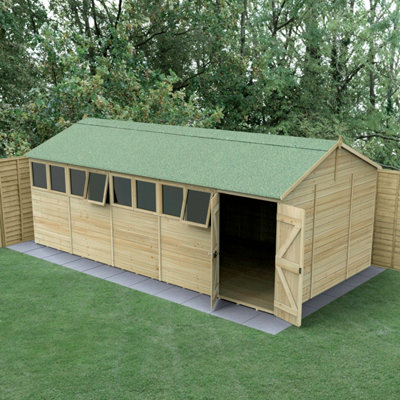 B&Q -  Timberdale 20X10 Reverse Apex ShedDouble Door8 Window2 OpeningWith Base