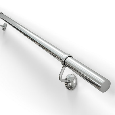 Rothley Polished Stainless Steel Rounded Handrail Kit(L)3.6M from B&Q