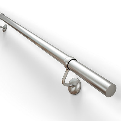 Rothley Stainless Steel Rounded Handrail Kit(L)3.6M from B&Q