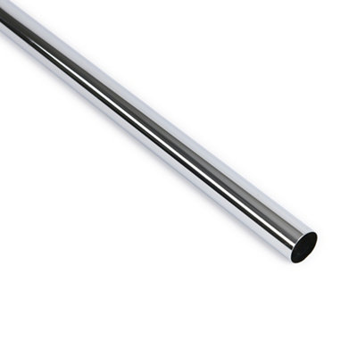 Colorail Polished Chrome Effect Stainless Steel Round Wardrobe Rail(L)2.44M (Dia)32mm from B&Q