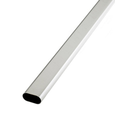Colorail Polished Chrome Effect Stainless Steel Oval Wardrobe Rail(L)1.83M from B&Q