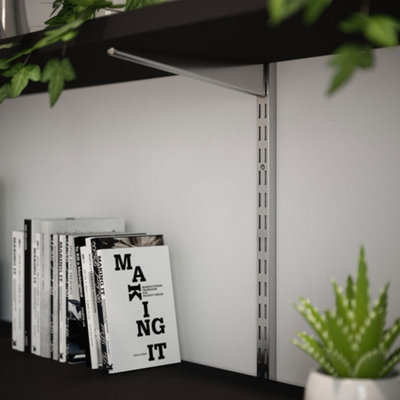 Rothley Krome Twinslot Shelving Kit Chrome Effect 1600mm (H) 368mm (D) from B&Q