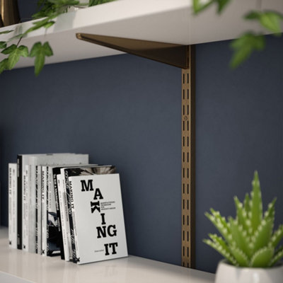 Rothley Twinslot Shelving Kit Antique Brass 1219mm (H) 216mm (D) from B&Q