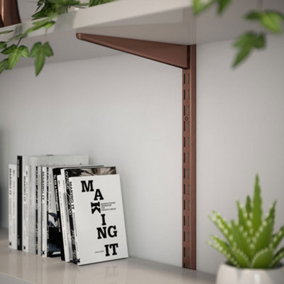 Rothley Twinslot Shelving Kit Polished Copper 1219mm (H) 120mm (D) from B&Q