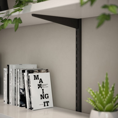 Rothley Twinslot Shelving Kit Matt Black 1219mm (H) 120mm (D) from B&Q