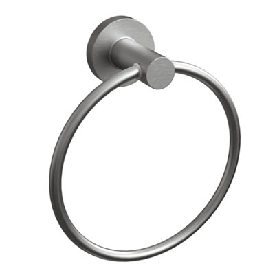 Rothley Silver Brushed Effect Round Towel Ring from B&Q