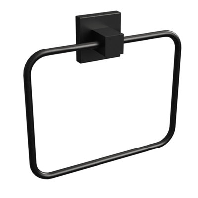 Rothley Matt Black Square Towel Ring from B&Q