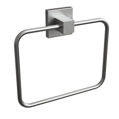 Rothley Silver Brushed Effect Square Towel Ring from B&Q