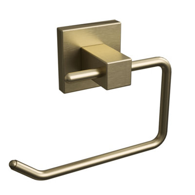 Rothley Satin Brass Square Toilet Roll Holder from B&Q