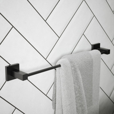 Rothley Matt Black Square Towel Rail from B&Q