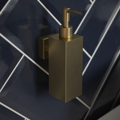 Rothley Satin Brass Square Soap Dispenser from B&Q