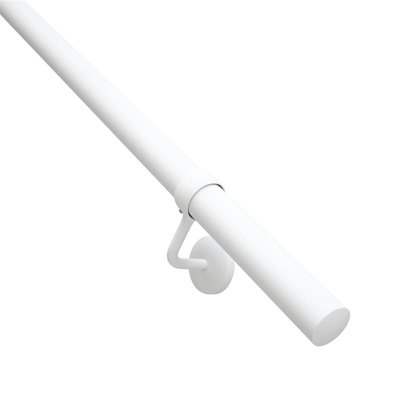 Rothley White Steel Rounded Handrail Kit(L)2.4M from B&Q