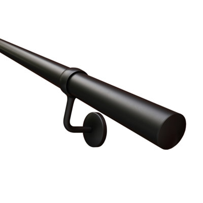 Rothley Black Steel Rounded Handrail Kit(L)1.2M from B&Q
