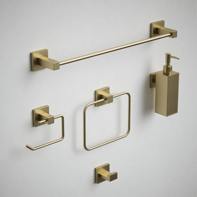 Rothley Satin Brass Square 5Pc Bathroom Accessories Set