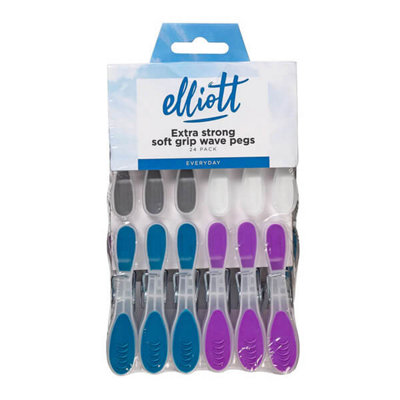 Elliotts Extra Strong Soft Grip Wave Pegs 24 Pack from B&Q