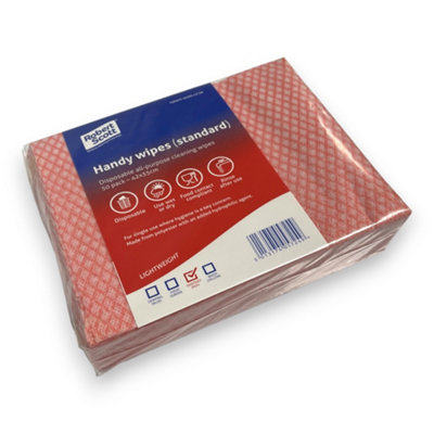 B&Q -  Handy Wipes Standard 42 X 35Cm Pack Of 50 Red