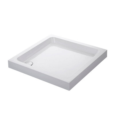 Mira Flight Shower Tray 760 X 760mm Square Deep Profile Stone Resin Waste from B&Q