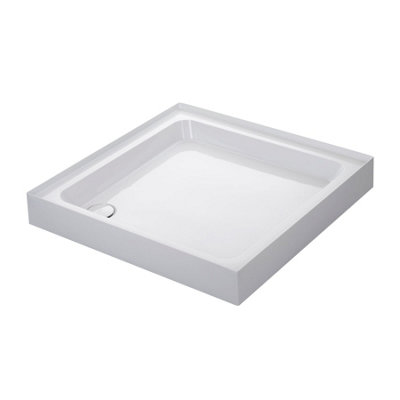 Mira Flight Shower Tray Square Deep Profile 4 Upstands Stone Waste 760 X 760mm from B&Q
