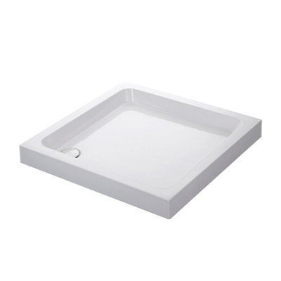 Mira Flight Shower Tray Square Deep Profile Stone Resin Waste 800 X 800mm from B&Q