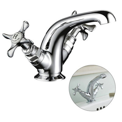 Mira Showers Victorian Virtue Monobloc Basin Tap Traditional Chrome Crosshead from B&Q