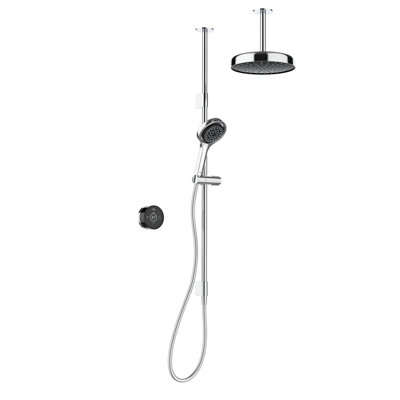 Mira Platinum Concealed Valve Ceiling Fed Smart Dual H/p Combi Mixer 4-Spray Pattern Shower & Wall-Fixed Head from B&Q