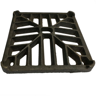 Thomas Dudley 5" X 5" 127mm X 127mm 9mm Thick Square Cast Iron Gully Grid Grate Heavy Duty Drain Cover Black Satin Finish from B&Q