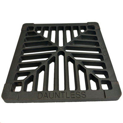 Thomas Dudley 9" X 9" 229mm X 229mm 13mm 1/2" Thick Square Cast Iron Gully Grid Grate Heavy Duty Drain Cover Black Satin Finish from B&Q