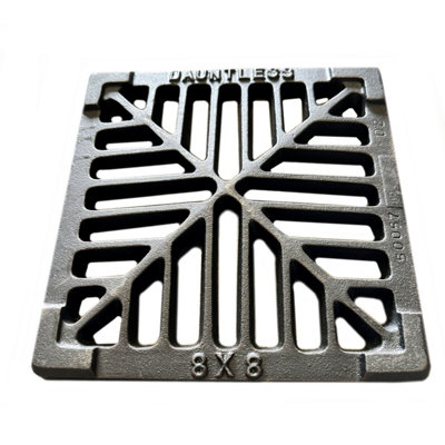 Thomas Dudley 8" X 8" 203mm X 203mm 13mm Thick Square Cast Iron Gully Grid Grate Heavy Duty Drain Cover Black Satin Finish. from B&Q