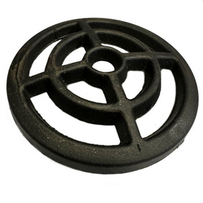 Thomas Dudley 5" Diameter 127mm 9mm Thick Round Circular Cast Iron Gully Grid Grate Heavy Duty Drain Cover Black Satin Finish from B&Q
