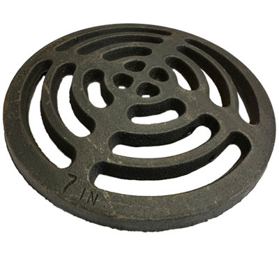 Thomas Dudley 7" Diameter 178mm 9mm Thick Round Circular Cast Iron Gully Grid Grate Heavy Duty Drain Cover Black Satin Finish from B&Q