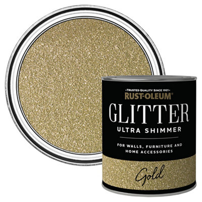 B&Q -  Ultra Shimmer Gold Glitter Effect Mid Sheen Multi-Surface Topcoat Paint Glitter750Ml