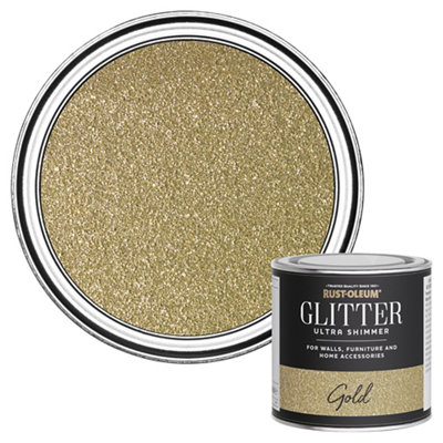 B&Q -  Ultra Shimmer Gold Glitter Effect Mid Sheen Multi-Surface Topcoat Paint Glitter250Ml