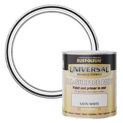 Rust-Oleum Universal White Satin Multi-Surface Topcoat Paint750Ml Tin from B&Q
